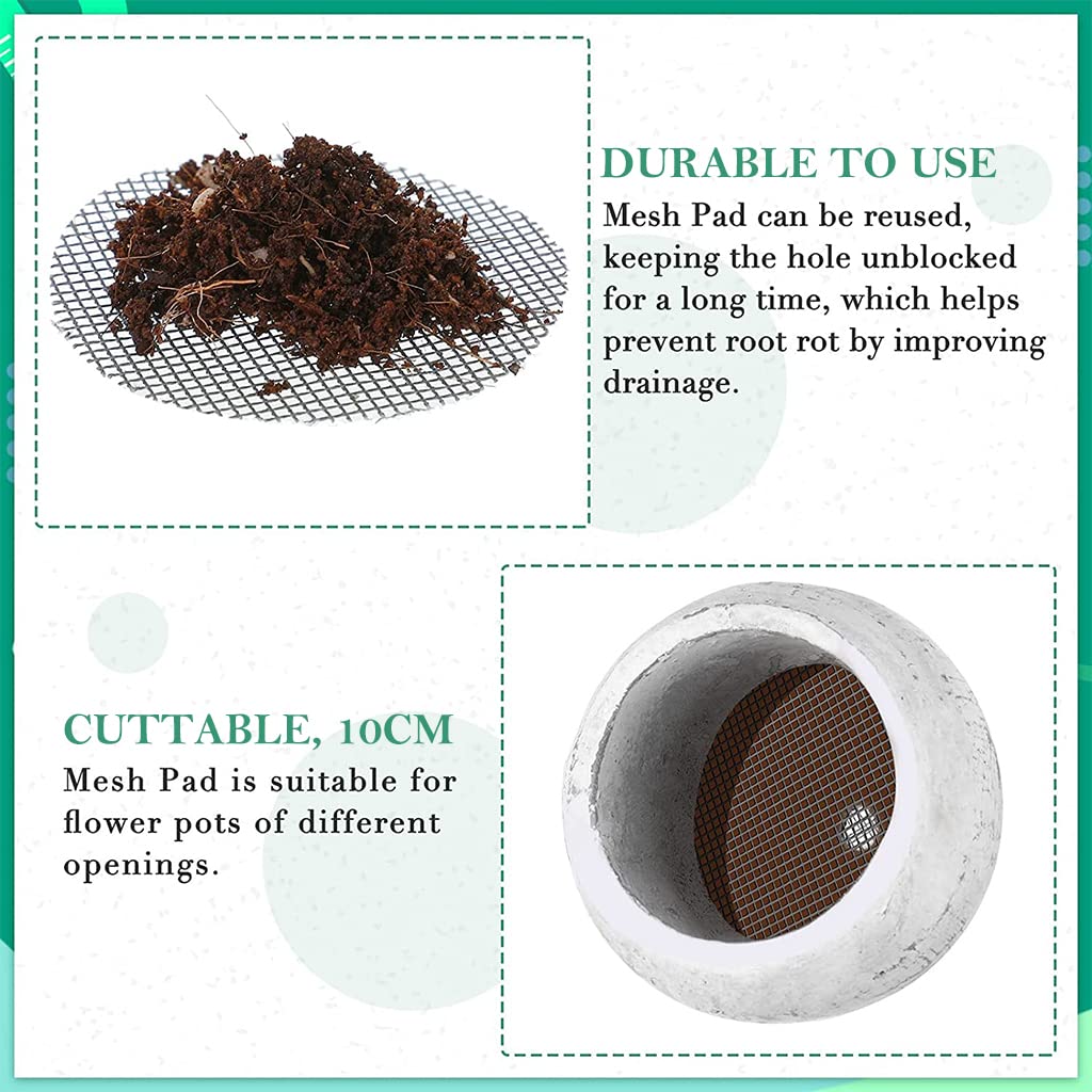HASTHIP Flower Pot Hole Mesh Pad for Bonsai and Succulent Planters 50 pcs 10 cm | Reusable Polyamide Screen Reduces Soil Loss and Improves Drainage