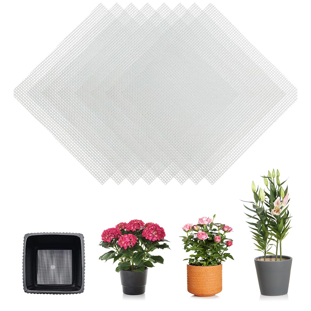 HASTHIP Flower Pot Hole Mesh Pad for Indoor and Outdoor Plants with 50pcs 10cm Polyester Screen | Prevents Soil Leakage and Promotes Root Health