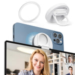 HASTHIP® Soporte Magnético para Cámara de MacBook, Montura de Teléfono 2 en 1 con Clip y Anillo, Compatible con iPhone 12/13/14/15 Series, Sujeción Fuerte Magsafe, Soporte Ajustable para