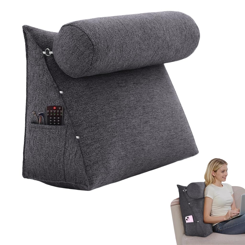 HASTHIP Backrest Pillow for Reading and Relaxing with Adjustable Cylindrical Support 45x45x20cm | Soft Cushion for Bed or Sofa