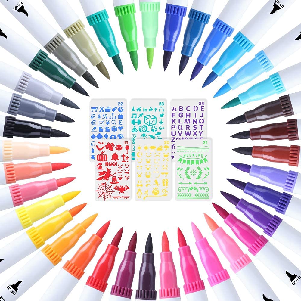 HASTHIP Fineliner Pen Set for Coloring and Calligraphy featuring 0.4 mm Tips & 36 Colors | Water-Based Non-Toxic Ink