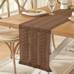 HASTHIP® Retro Jacquard Table Runner 12x72 Inch Table Runner for 4-6 Seater,Countryside Minimalist Hollow Out Table Runner Home Dining Table Decoration for Party, Festival,Christmas