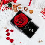 HASTHIP Heart Pendant Necklace Gift Set for Mother with 2 Preserved Roses | Silver Chain for Women and Girls