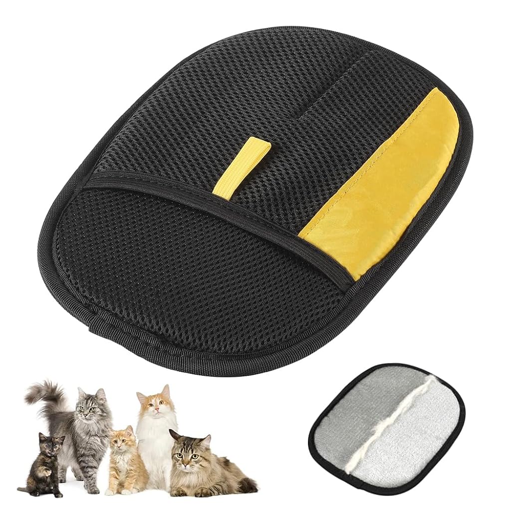 HASTHIP® Mustowl Thickened Strong Pet Hair Removal Glove for Cats & Dogs, Double-Sided Reusable Electrostatic Grooming Mitt for Deshedding, Washing, Furniture, Couch, Carpet, Car Seat, Lint Remover