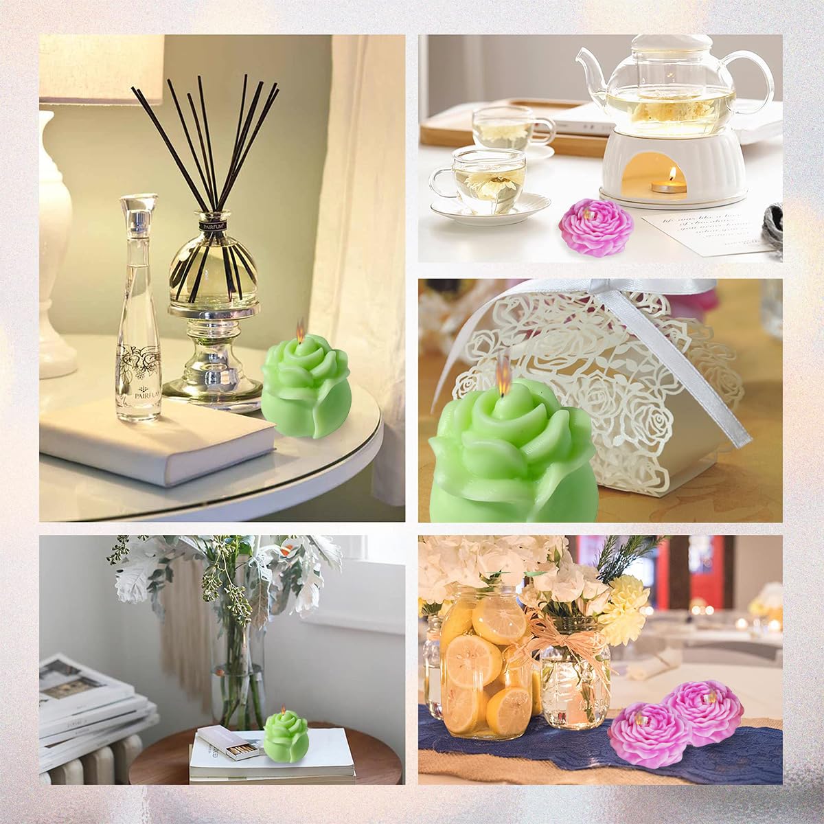 HASTHIP Flower Silicone Molds for Candle and Resin Making featuring 2Pcs 3D Bloom Design
