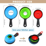 HASTHIP Kitchen Funnels for Bottles and Jars with Foldable Handle | 3Pcs Food Grade Silicone Set
