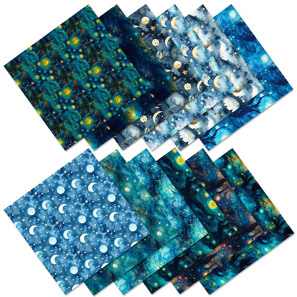HASTHIP Scrapbook Paper for Journaling and Gift Wrapping featuring 24 6x6 in Galaxy Designs | Single-Sided 160gsm Cardstock