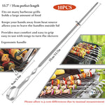 10pcs Skewers for Grilling BBQ, 35cm Stainless Steel Kebab Skewers, Reusable BBQ Sticks for Vegetables, Meat, Chicken