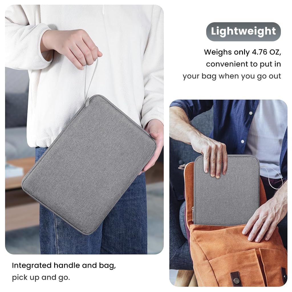 HASTHIP® 12.9 inches Tablet Sleeve with Handle for iPad Waterproof Travel Zipper Bag with Utility Mesh Pocket Travel Accessories Bag Universal Tablets Pad Organizer Bag, Grey