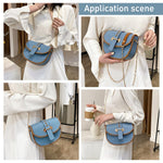 HASTHIP DIY Leather Shoulder Bag Kit for Beginners with Pre Cut Pieces and Metal Chain | Blue Handmade Purse Making Set