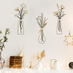 HASTHIP® 3 Pieces Metal Flowers Wall Art Rustic Farmhouse Decor Beige Minimalist Flower Wall Decors for Living room Bathroom Bedroom Dining Room-Housewarming Gifts