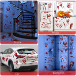 HASTHIP Halloween Horror Decals for Haunted House with 9 Sheets 95 Pcs PVC Stickers | Scary Red Handprint and Footprint Decor