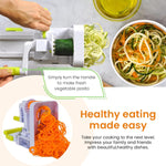 Potato Spiralizer Kitchen Food Processor 4-in-1 Rotating Spiralizer with Suction Cup Base Tuber Crop Spiralizer Vegetable Spiralizer for Zucchini, Carrots, Potatoes, Sweet Potatoes, Cassava