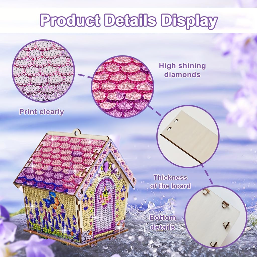 HASTHIP Diamond Painting Cabin Model DIY Wood and Crystal Mosaic House Kit for Home Display