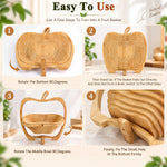 HASTHIP Foldable Bamboo Fruit Basket with Space-Saving Design and Stable Cross-Support Base