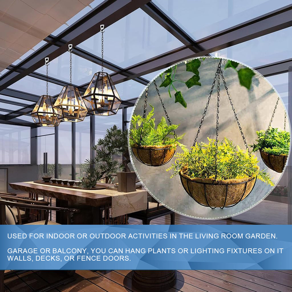 HASTHIP® 2Pcs Ceiling Hooks Screw Fixing Zinc Alloy Metal Ceiling Hooks Multi Purpose Decorative Ceiling Hooks for Hanging Planter, Flower Basket, Lantern, with Screws Pack