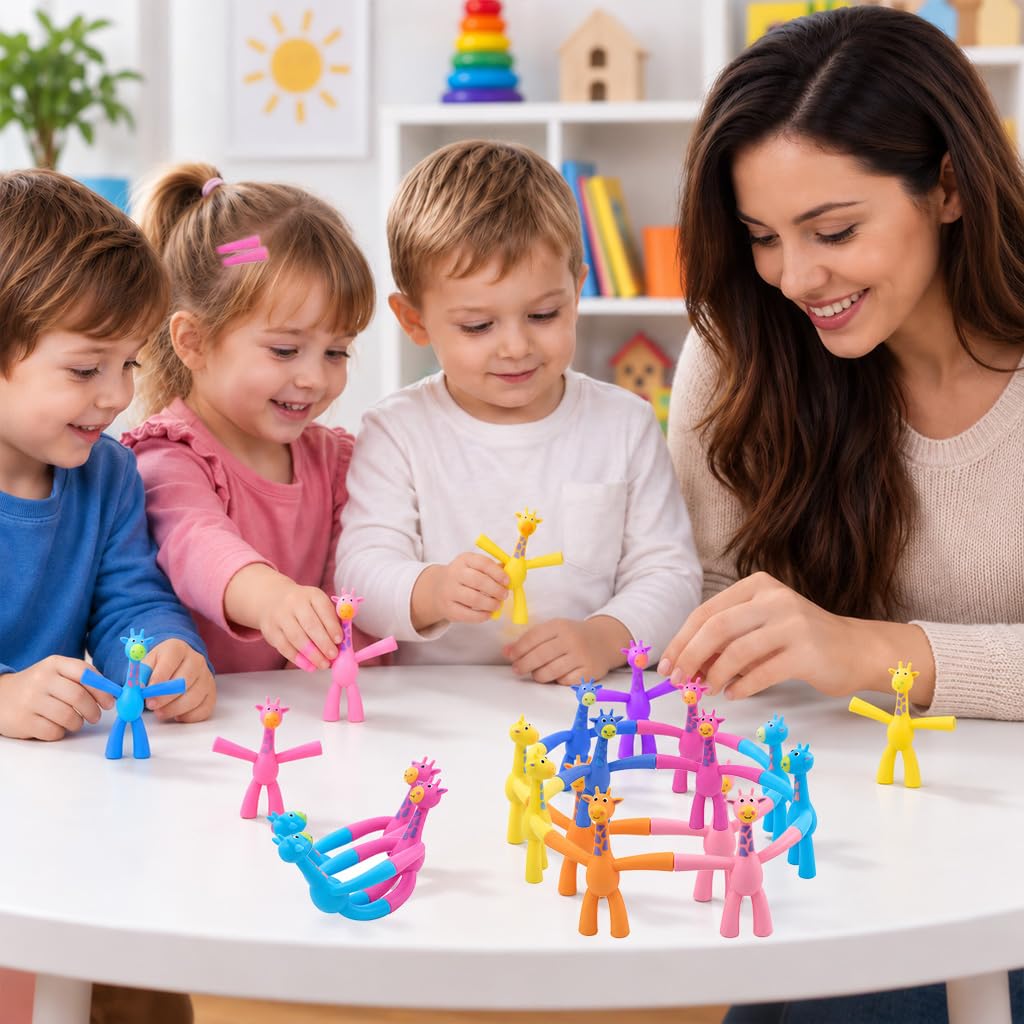 HASTHIP 10-Piece Giraffe Magnet Figures with Bendable Limbs for Fridges and Whiteboards