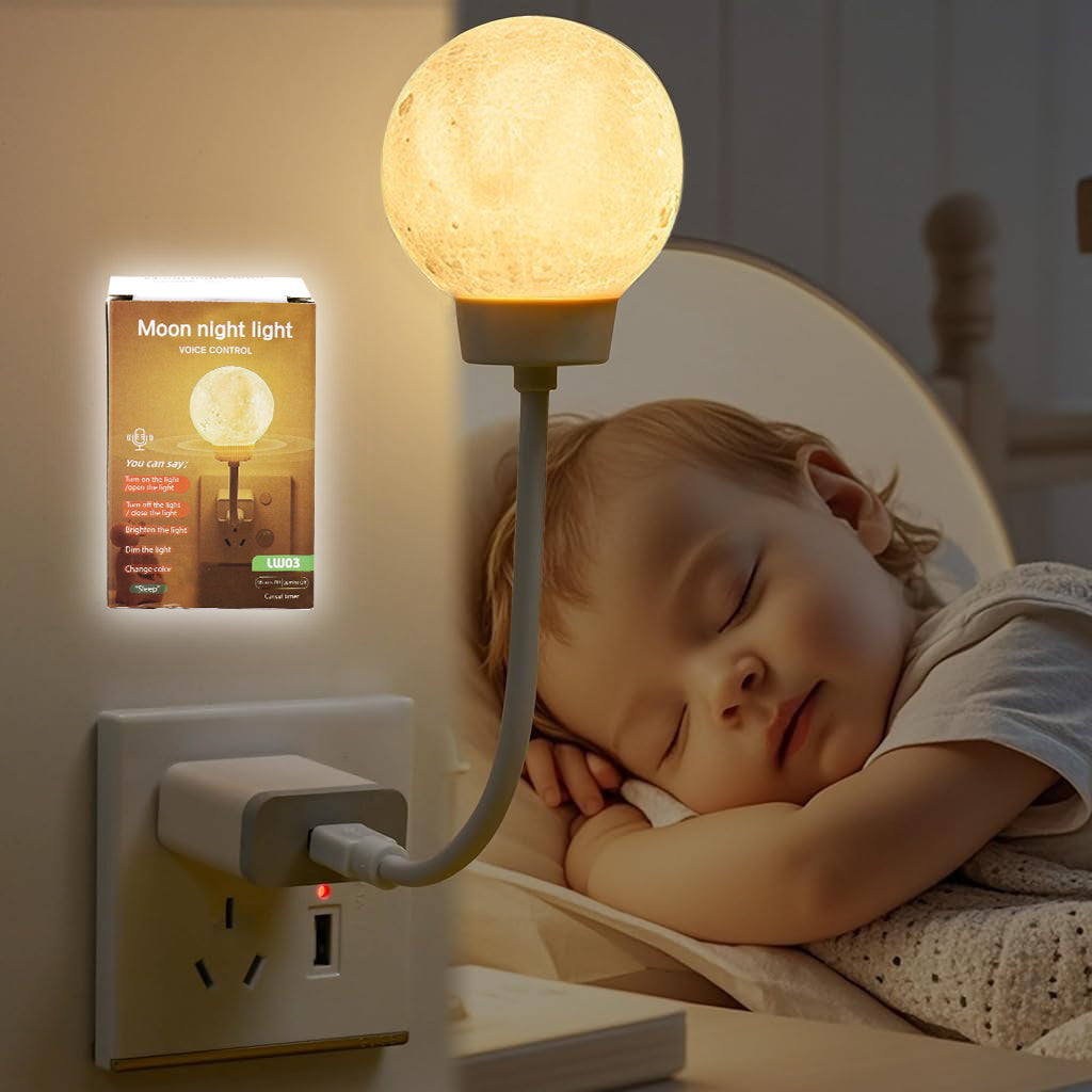 HASTHIP® Night Light for Kids, Voice Control Moon Night Light for Baby Nursery, USB Plug-in
