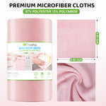 HASTHIP® Microfiber Cleaning Cloth Pre-Cut Tear Away Microfiber Cleaning Cloth Roll Cleaning Cloths and Wipes Dusting Cloth Highly Absorbent Reusable Multipurpose Cleaning Cloth Roll 25x25cm Pink