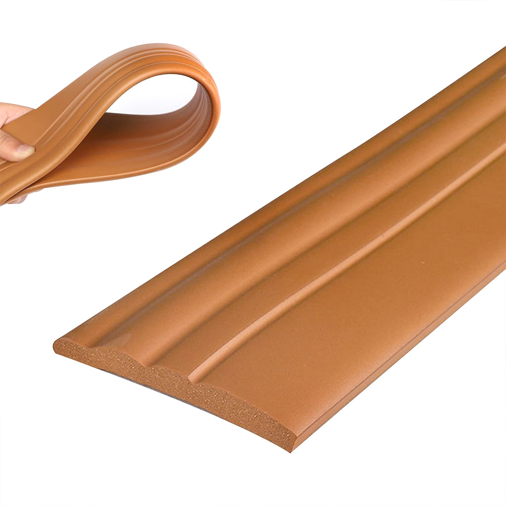 HASTHIP® Flexible Baseboard Molding Trim, Peel and Stick Rubber Wall Base Moulding Trim, 78.74inch x 3.9inch Cuttable Modern Vintage Brown Base Molding for Home, Hotel DIY Decoration