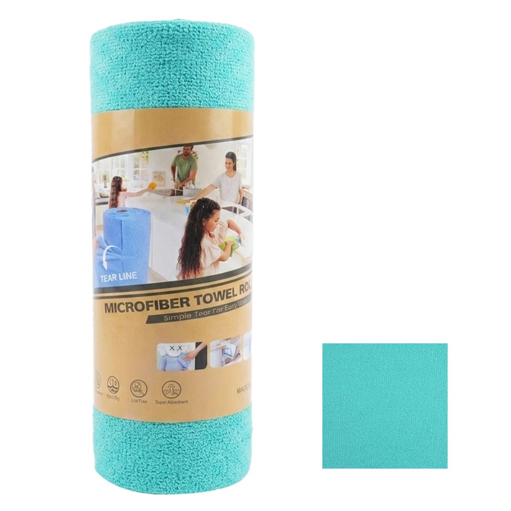 HASTHIP 50-Pack Microfiber Cleaning Cloth Roll with Tear-Away, Reusable, High-Absorbency Sheets