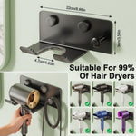 HASTHIP Wall-Mounted Hair Dryer Holder in Carbon Steel with U-Shaped Soft Rubber Support and Cord Hook