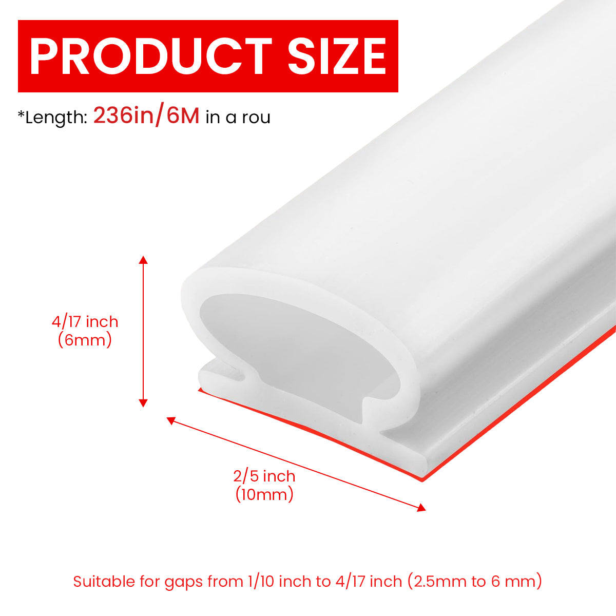 HASTHIP® 19.69ft Door Seal Strip Self Adhesive Door Frame Seal Strip Cushioning Hollow Out Door Seal Strip Cuttable Door Seal Strip Noise Reduction Door Frame Seal Strip, White