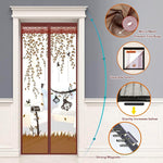 HASTHIP® Screen Door Mesh 39.37x 82.68 Inches Fashion Cartoon Mesh Screen Door Mosquito Proof Self Sealing Door Room Partition Screen Removable Hook and Loop Mesh Screen Door
