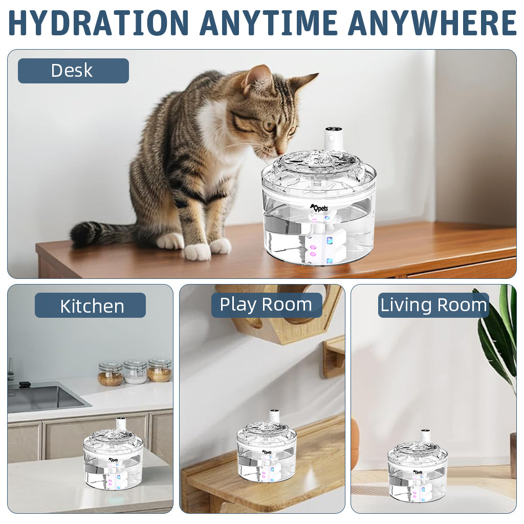 HASTHIP® Wireless Cat Water Fountain: Battery Operated Pet Fountain, A