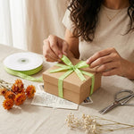 HASTHIP Sage Green Gingham Ribbon Set for Crafts, Gifts and Decorative Wrapping in Polyester