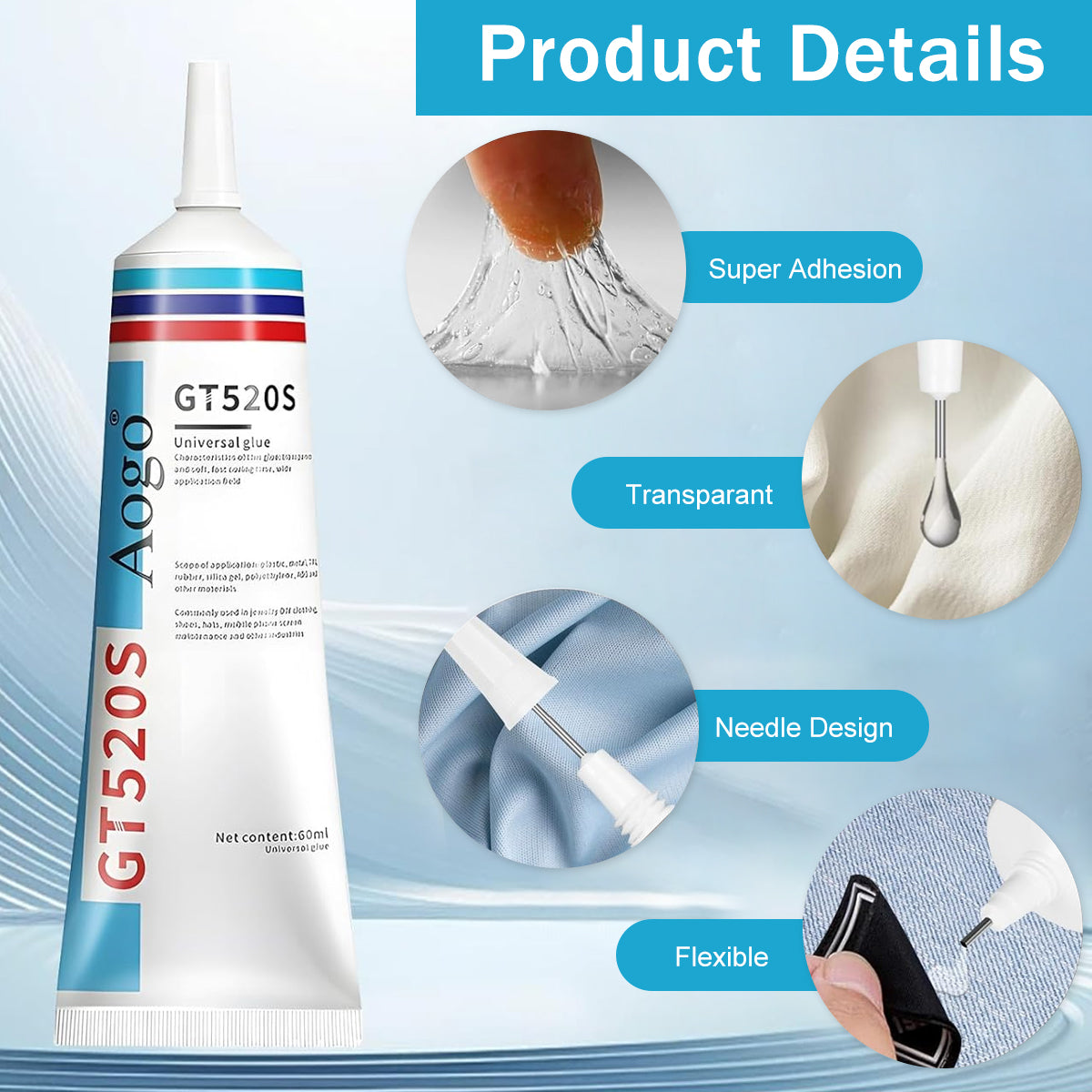 HASTHIP® Slow Dry Fabric Repair Liquid Glue Multi-Purpose Strong Bond Adhesive for Clothes, DIY Crafts Seamless Repair Glue for All Fabrics, Paper Crafts, Clay Craft, Felt Craft, 60ml, with 2 Pry Bars