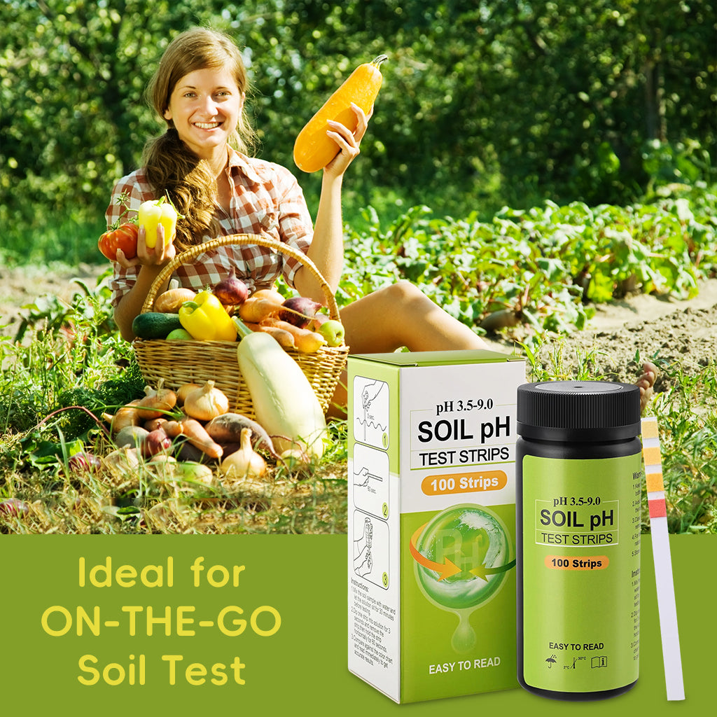 HASTHIP® 100 Counts Soil pH Test Strips 3.5-9 Range pH Testing Strips for Soil Acidity Accurate pH Level Measurement Soil pH Test Strips for Garden, Lawn, Orchard