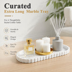 HASTHIP Silicone Vanity Tray with White Marble Look, Lace Edge and Easy-Wipe Surface for Home