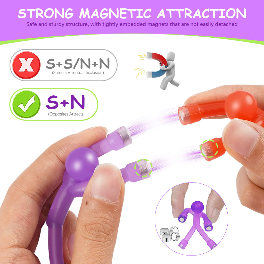 HASTHIP® 10Pcs Fun Refrigerator Magnets Mixed Color Match Stick Men Fun Refrigerator Magnets for Home Decor Connectable Colorful Little Matchstick People Decorative Desk Decor Kids Toys