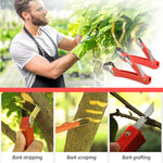 HASTHIP® 2Pcs Tree Draw Debarking Spud Folding Dual End Debarking Tool with Cutter Manganese Steel 3 in 1 Bark Removal Tool