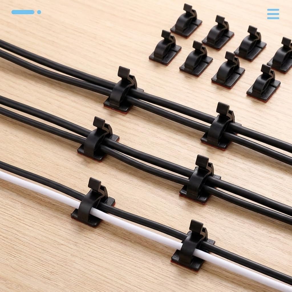 HASTHIP 100-Piece Self-Adhesive Cable Clips with Quick-Release Design, Low-Profile Black Plastic