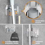 HASTHIP Broom Holder Wall Mounted for Bathroom and Kitchen with Adhesive Mount | 2 Pcs SUS304 Stainless Steel Mop Rack for Handles up to 2.8 cm