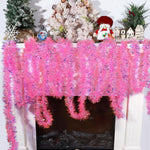 HASTHIP Pink Christmas Tinsel Garland for Trees and Parties featuring Shiny Metallic Fringe 16.4ft