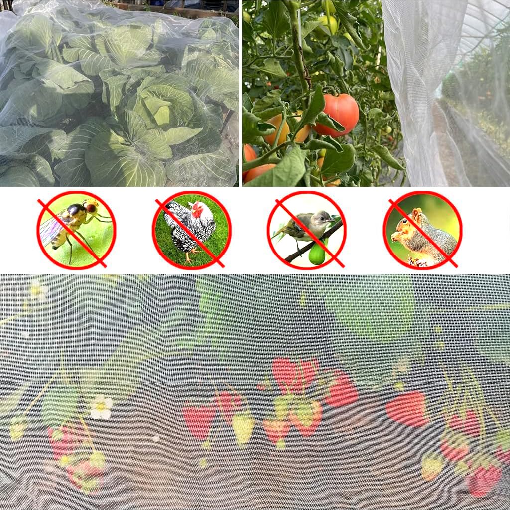 2.5*5m Ultra Fine Garden Mesh Netting for Plant Protctive, Durable PE Plant Netting Cover for Protect Your Vegetables, Fruits, Flower & Trees, Greenhouse Cover Protection Mesh Net Covers