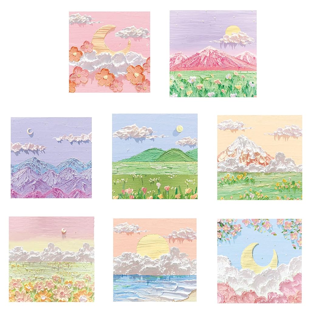 HASTHIP® Juego de 8 notas adhesivas de 3,14 pulgadas con temática pintura al óleo estética, 640 hojas