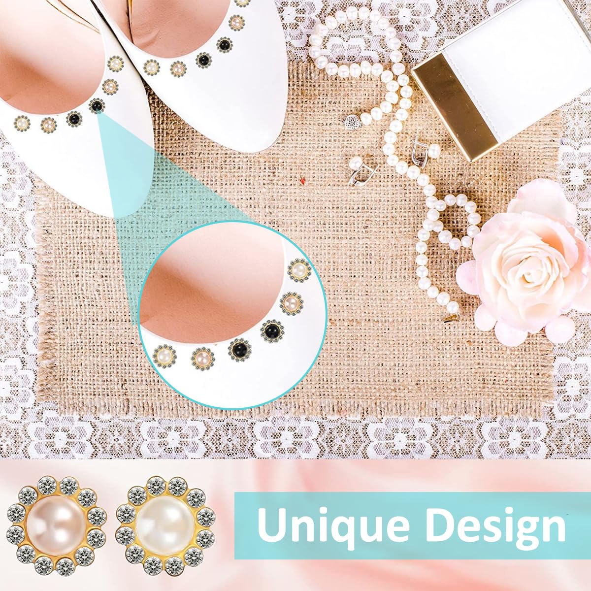 HASTHIP® 100Pcs Flower Buttons 12mm Assorted Color Rhinestone Floral Pearl Flatback Buttons DIY Hand Sewing Decorative Buttons DIY Craft Decorative Floral Buttons for Clothing, Crochet Crafts