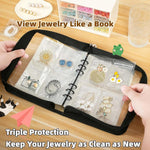 HASTHIP® Jewelry Organizer Travel Earring Organizer Case Transparent Jewelry Storage Book for Necklace Bracelet Ring With PVC Jewelry Pouches Zipper Bags
