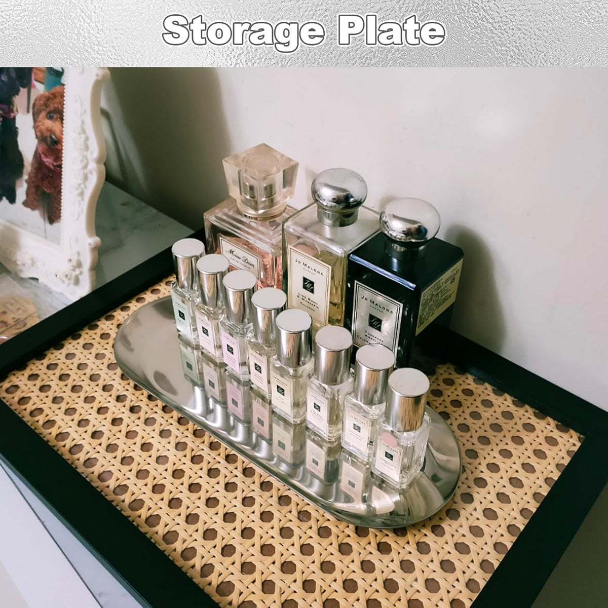 HASTHIP Stainless Steel Bathroom Tray for Appetizers and Desserts with Mirror Finish 30x12cm