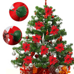 10 Pcs Christmas Tree Decorations Red Glitter Poinsettias Ornament Artificial Poinsettia Christmas Tree Decorations Artificial Christmas Flowers