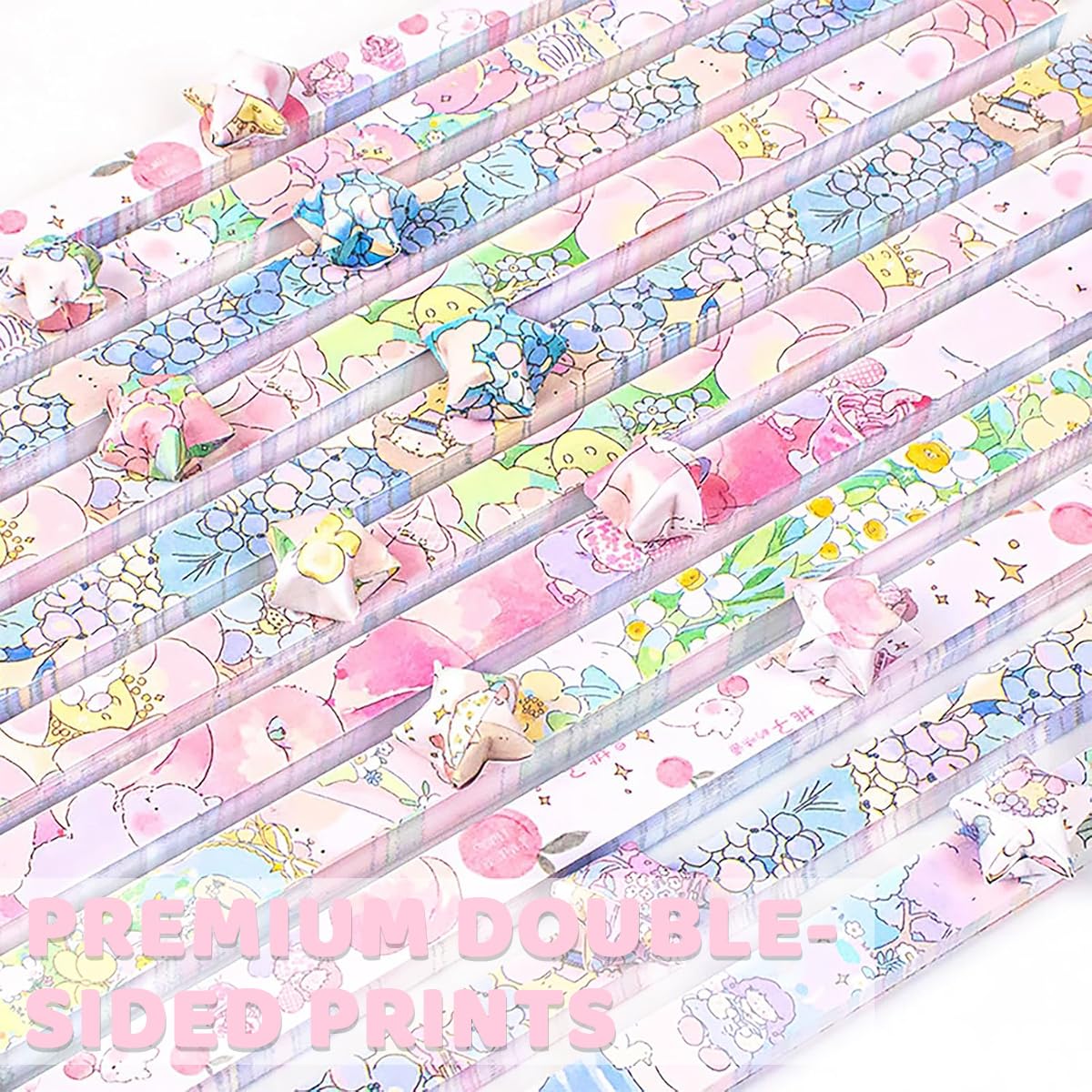 HASTHIP Star Origami Paper for DIY Crafts with 600 Strips and Double Sided Panda Designs