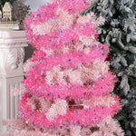 HASTHIP Pink Christmas Tinsel Garland for Trees and Parties featuring Shiny Metallic Fringe 16.4ft