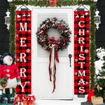 HASTHIP Christmas Decorations Outdoor Yard Porch Sign Set with 1.8m x 30cm Banners | Red Black Buffalo Plaid Merry Xmas Door Decor