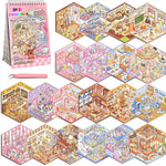 HASTHIP 3D Cartoon Scene Building Sticker Book for Kids with 20 Scenes and Tweezer Tool