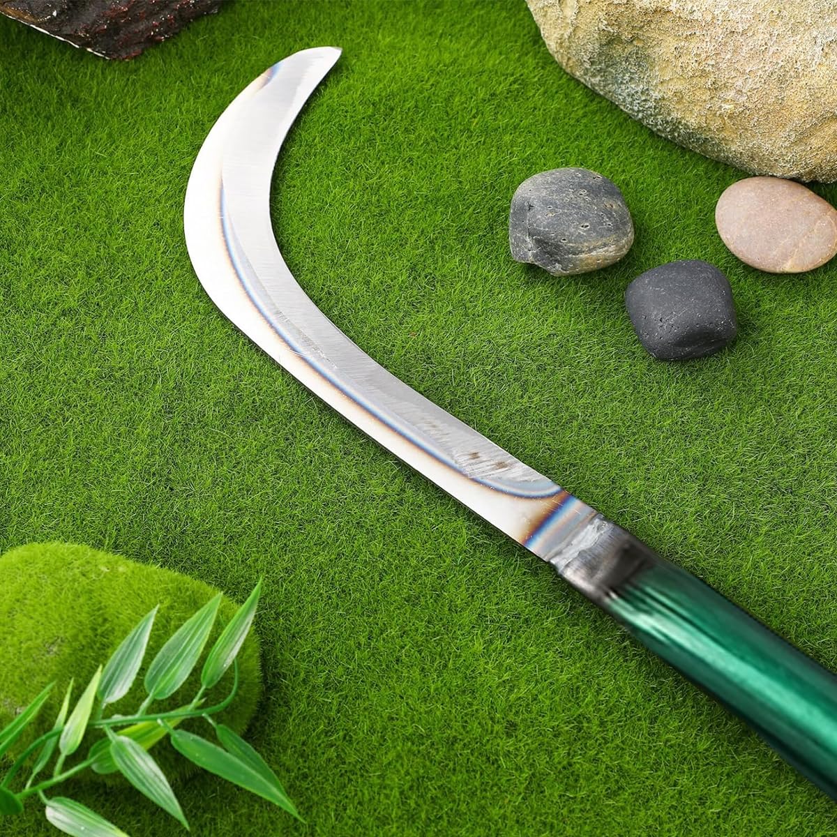 HASTHIP Sickle Weed Remover Tool for Farming and Harvesting with 40cm Handle | Steel Curved Blade and Ergonomic Grip