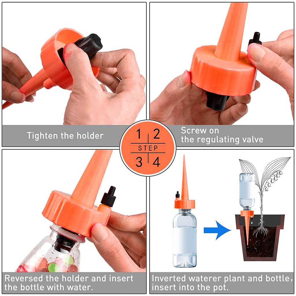 HASTHIP® 12Pcs Drip Irrigation Kit, Automatic Plant Water Dropper for Garden Home Office with Slow Release Control Valve Switch, Self-Watering Spikes for Pots Plant Automatic Plant Water Devices